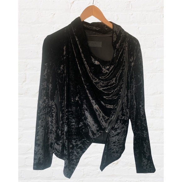 Blank NYC Velvet Asymmetrical Draped Zipper Moto Jacket Style 16r-9027mx - Picture 3 of 10